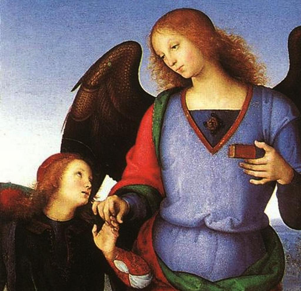 1500s Perugino art of Tobias and Angel Raphael.
