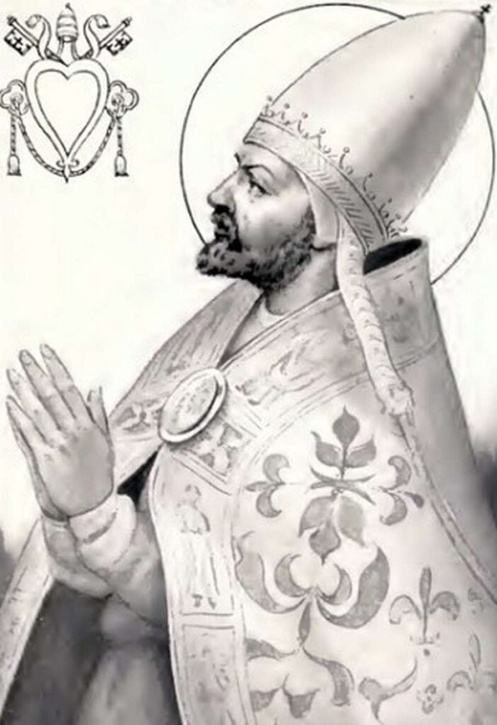Pope Benedict II illustrated in a historic manuscript.