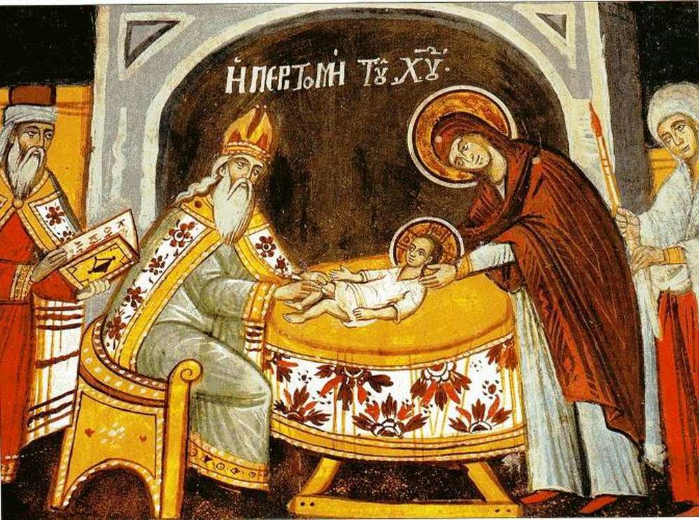 Ancient fresco of Christ's Circumcision in Komotini.