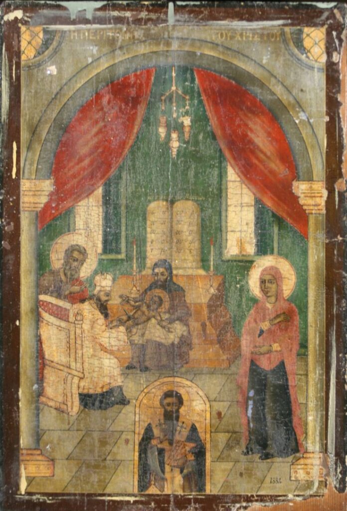 Icon depicting Jesus' Circumcision and St. Basil.