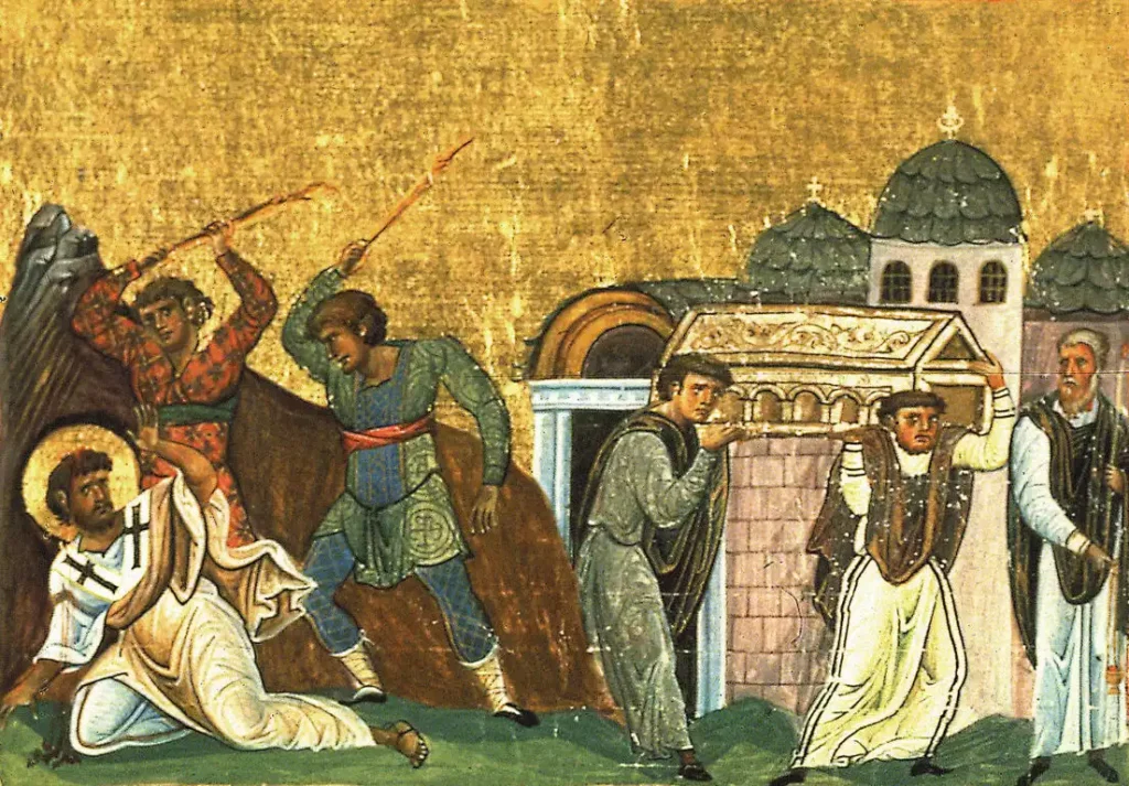 Byzantine-manuscript-Saint-Timothy-martyrdom-Vatopedi-Monastery.