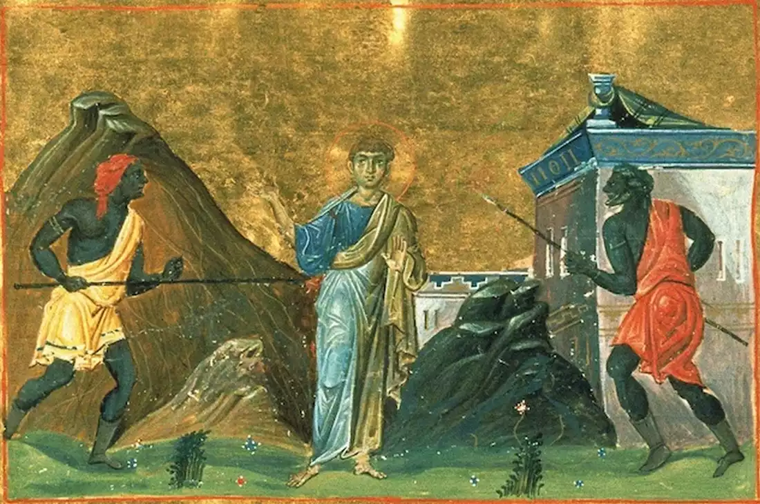 Apostle Thomas' martyrdom - Basil II artwork