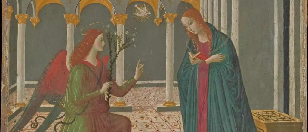Alesso-di-Benozzo's-Annunciation-(1480-1500)-tempera-gold-wood-Metropolitan-Museum