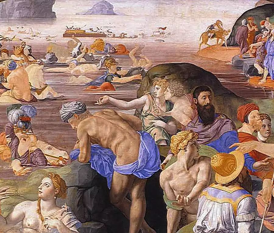 1542-fresco-'Crossing-of-the-Red-Sea'-by-Bronzino,-Palazzo-Vecchio,-Florence