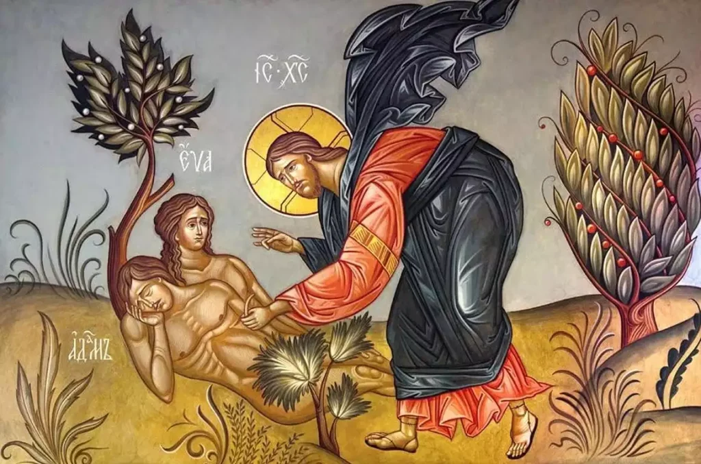 Vivid-Byzantine-fresco-Jesus-Adam-Eve
