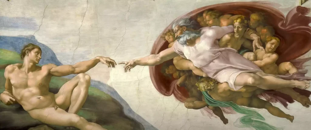 Michelangelo's-Creation-of-Adam-in-Sistine-Chapel-fresco
