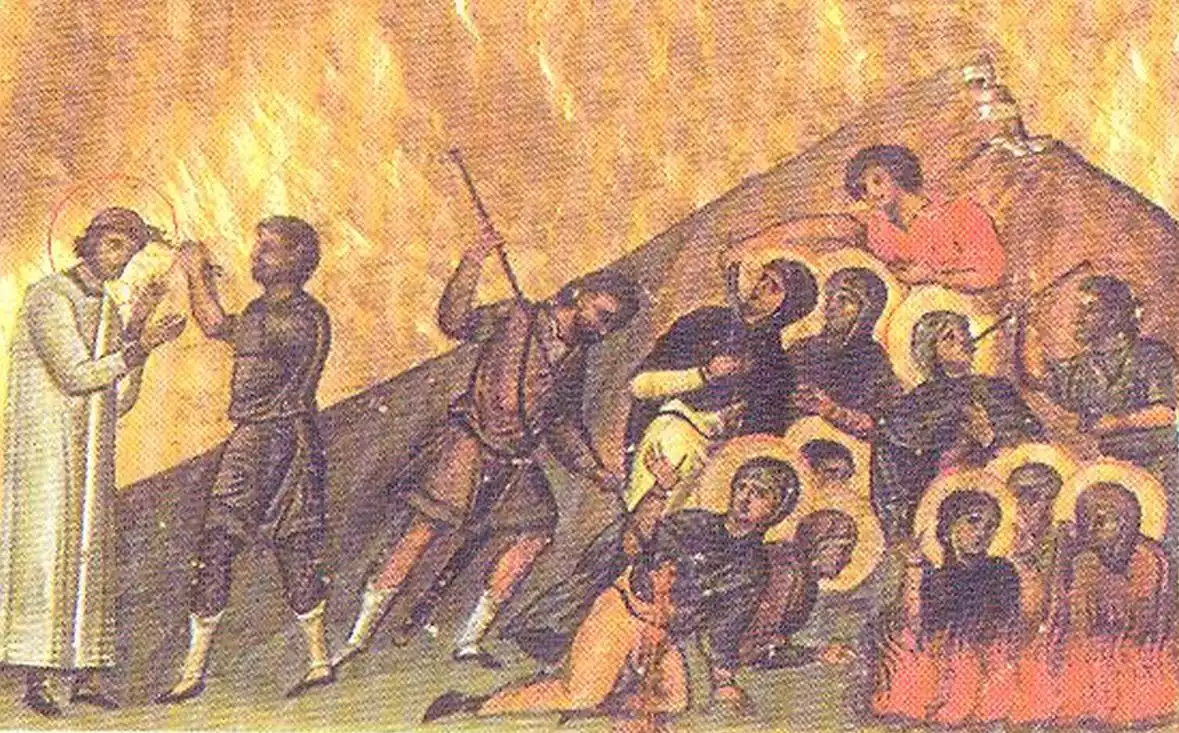 11th-century-manuscript-showing-40-Holy-Virgins-martyrdom."