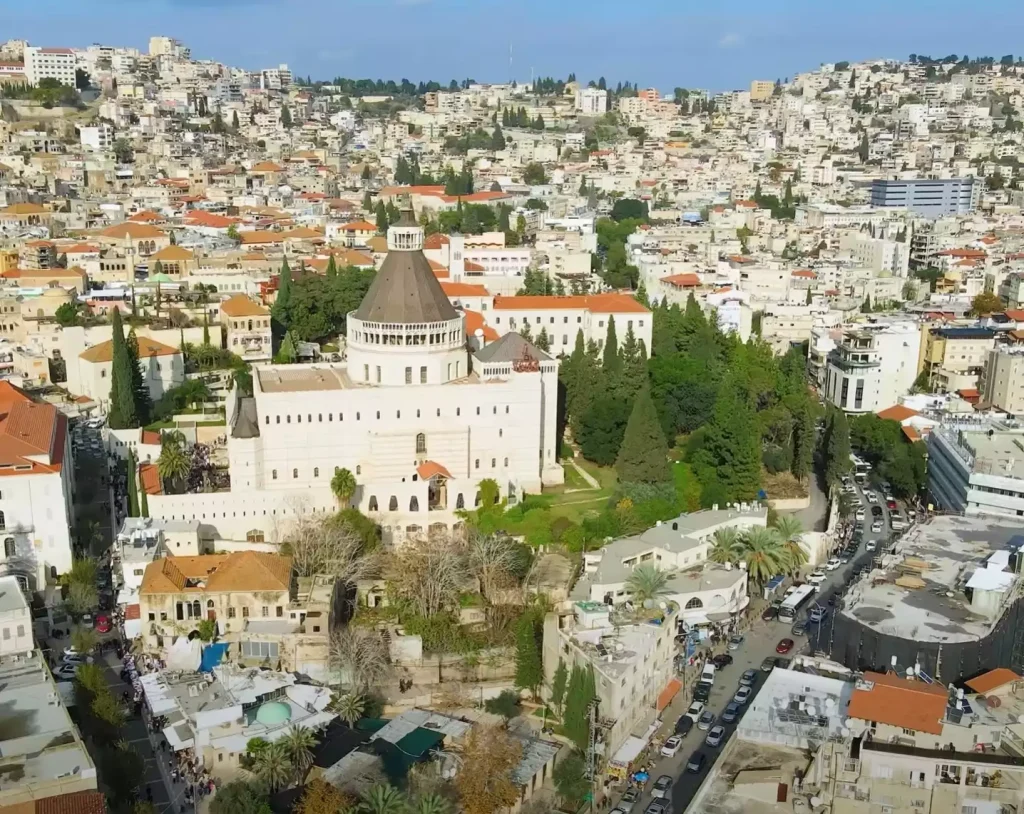 Panoramic-shot-of-Nazareth's-urban-scape-and-historic-buildings.