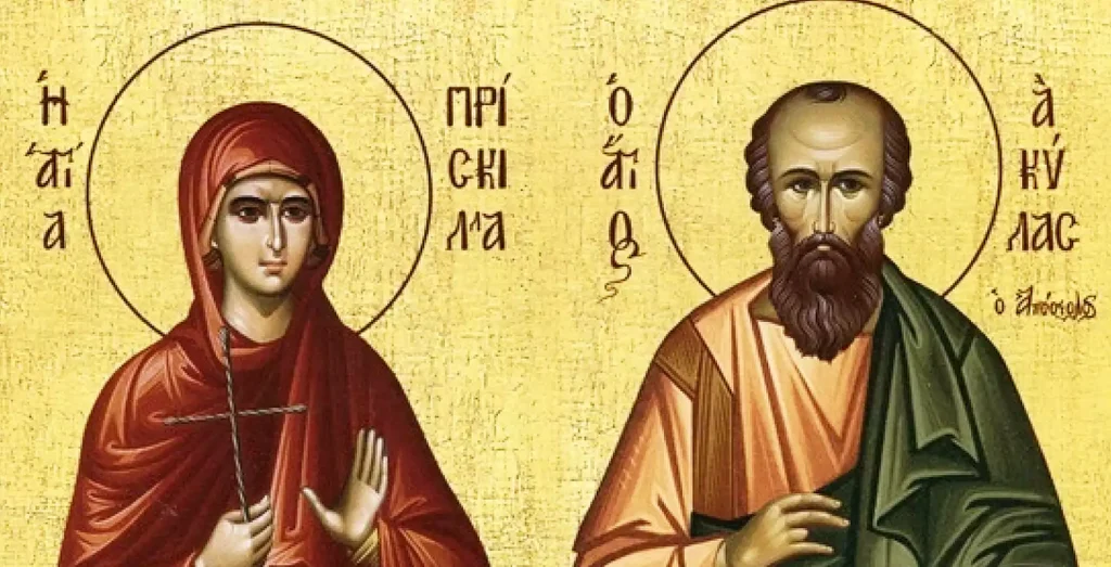 Traditional-icon-of-Priscilla-and-Aquila-in-Byzantine-style