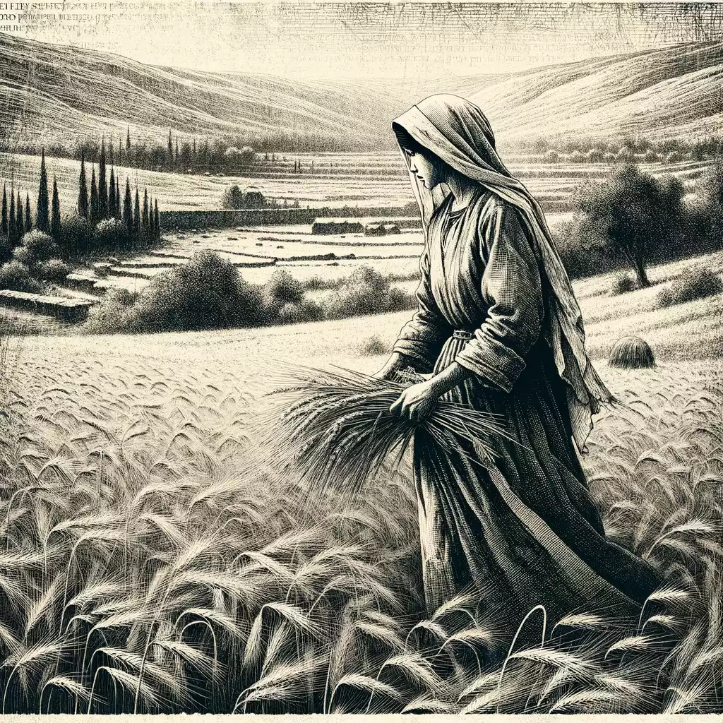 Ruth-in-Bethlehem-fields-gathering-grain-with-devotion