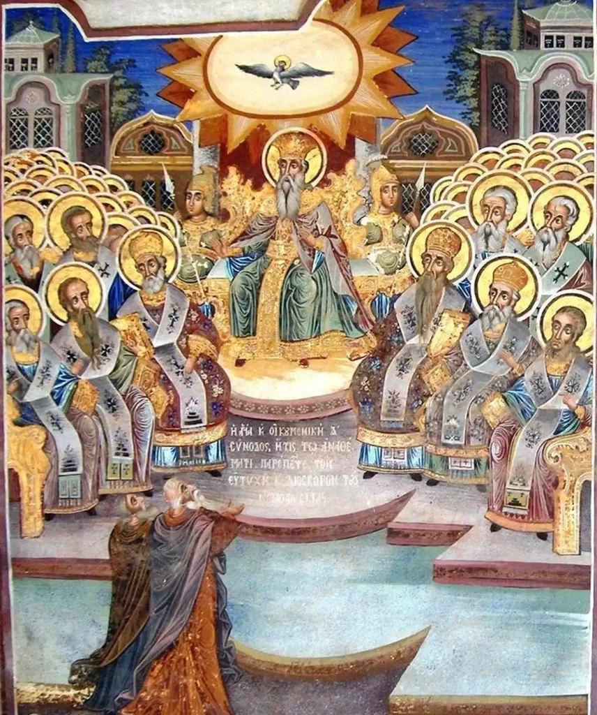 Byzantine icon of 4th Ecumenical Council of Chalcedon, Holy Mountain, Great Lavra