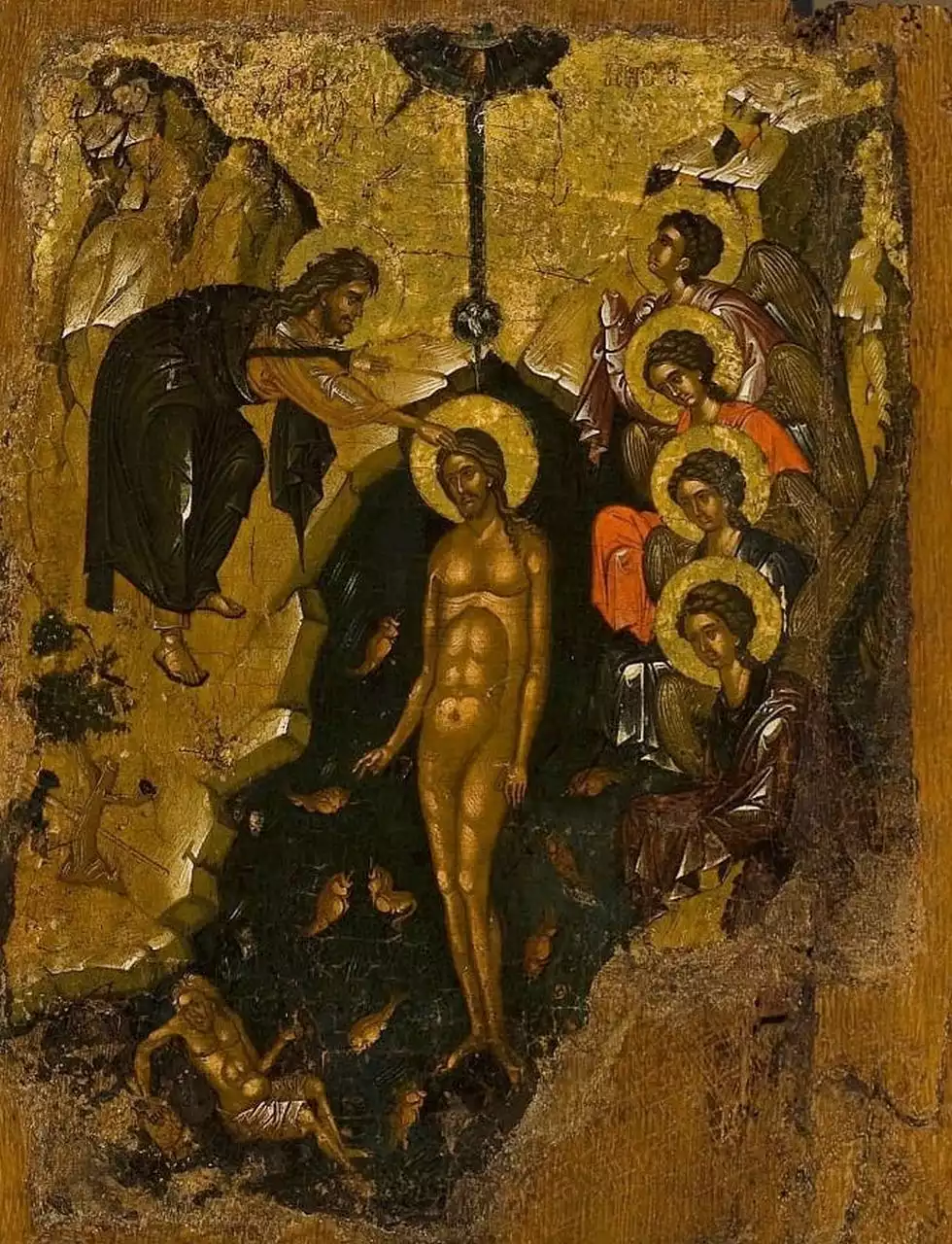 This gold-leafed icon is an amazing baptismal gifts idea as it shows the Baptism of Christ.