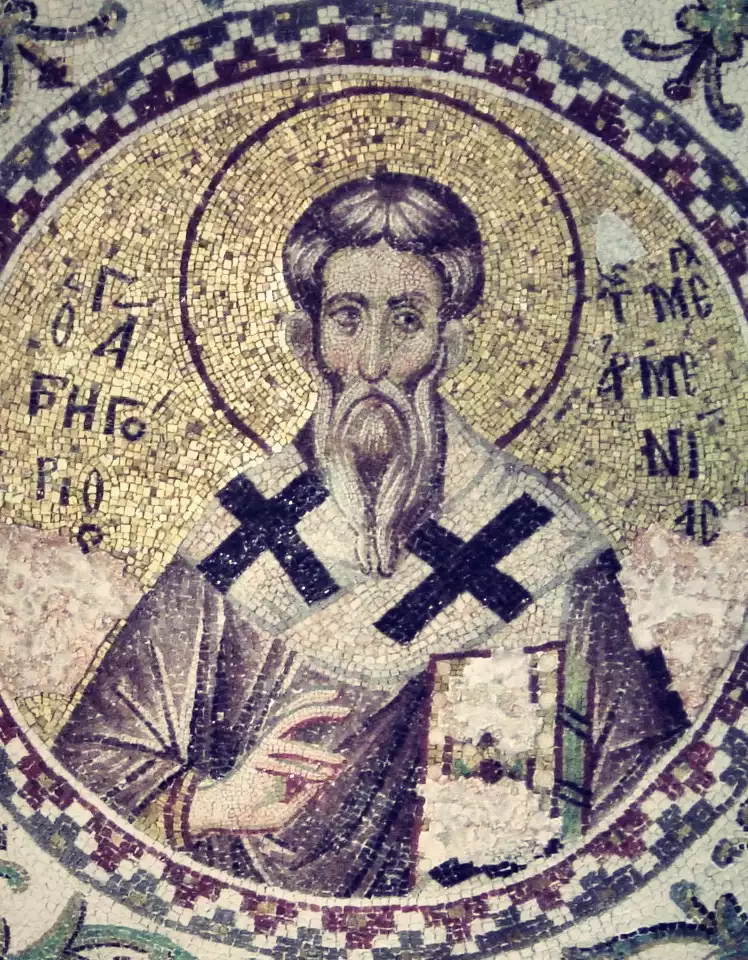 Saint-Gregory-Illuminator detailed-glass-mosaic from 13th-century-Pammakaristos-Church in-Constantinople, Turkey