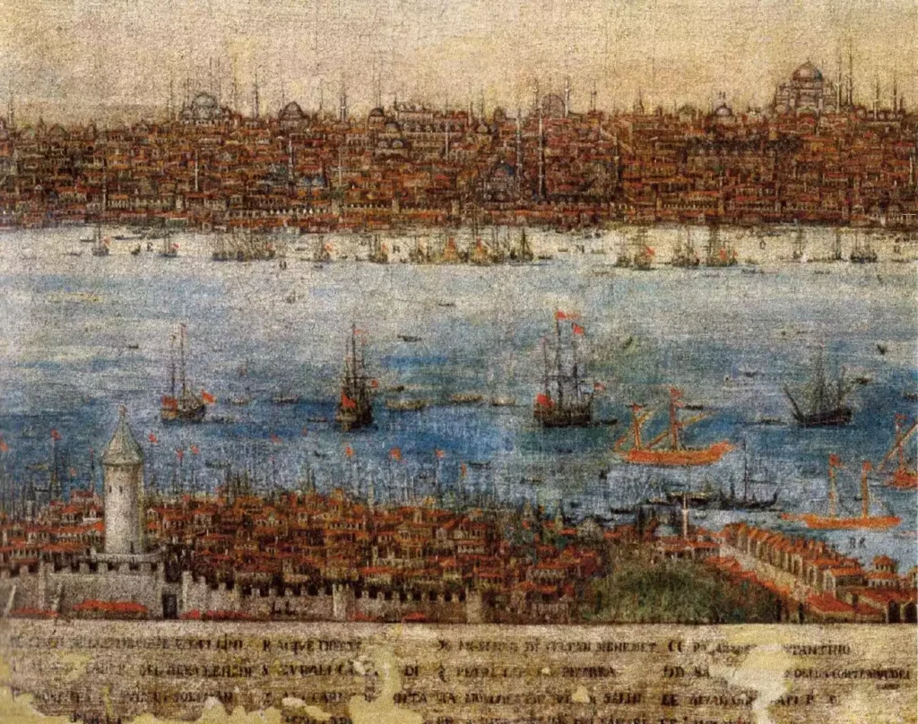 16th-century-drawing-Ottoman-Constantinople-Golden-Horn