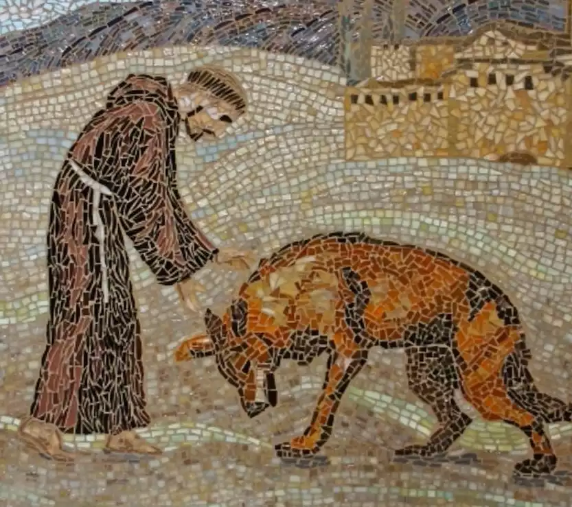 Saint-Francis-mosaic-with-wolf
